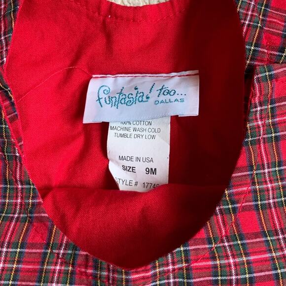 Funtasia Too Christmas gingham longalls size 9 mo - Picture 3 of 4
